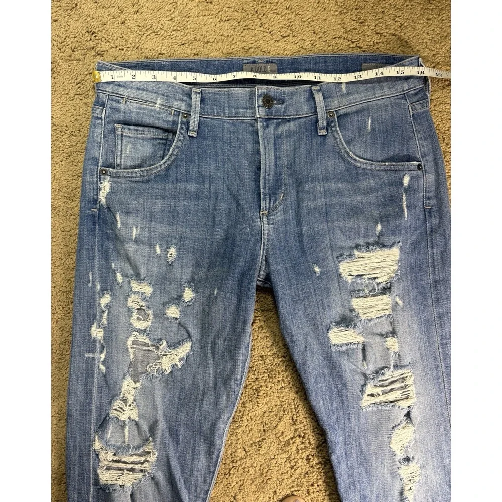 Agolde Isabel Jeans Women 28 Blue Denim‎ Distressed Straight Leg Mid Rise Grunge